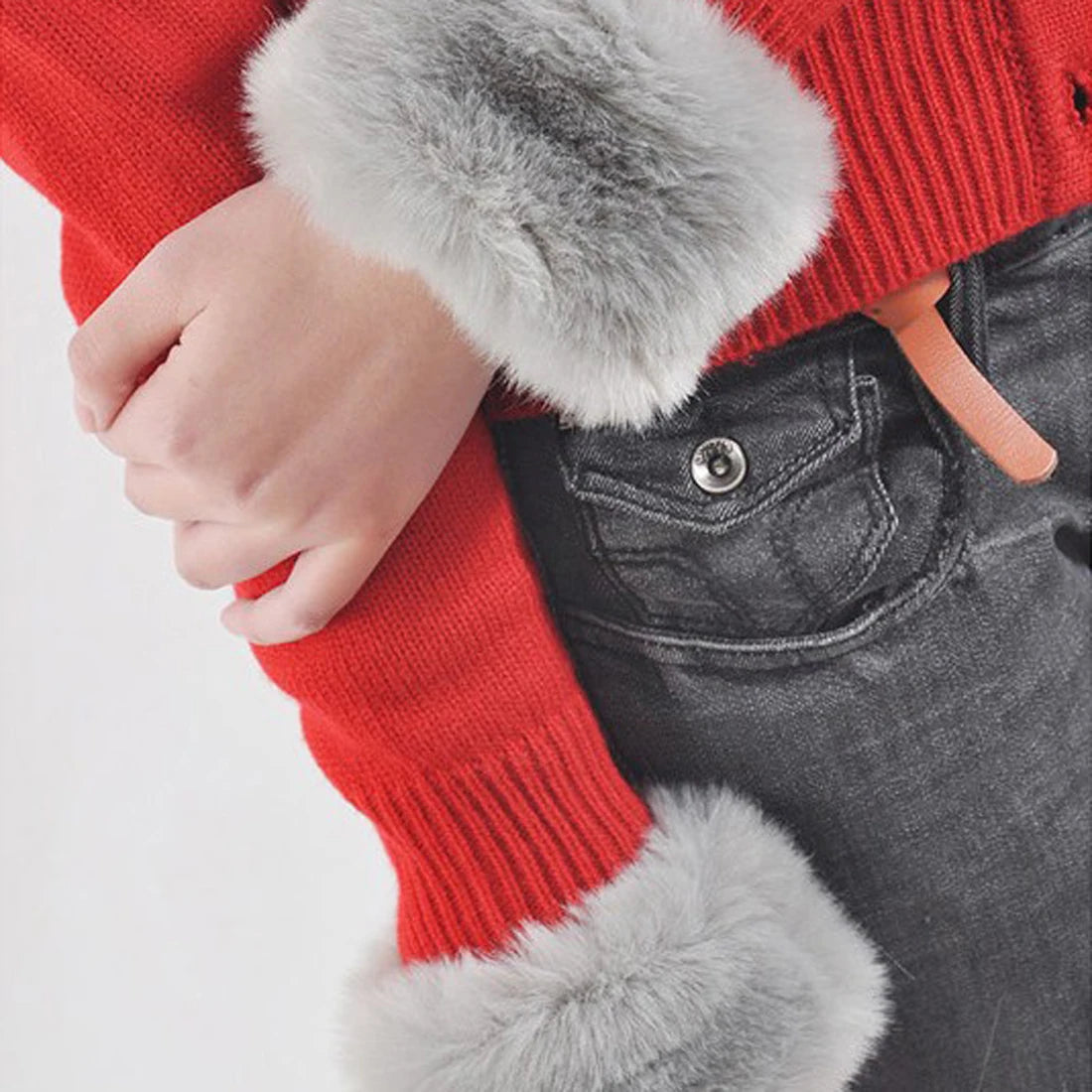 1 Pair Winter Warm Women Arm Warmer Faux Fur Soft Elastic Wrist Slap On Cuffs Arm Warmer Plush Thicken Accessories Gray White