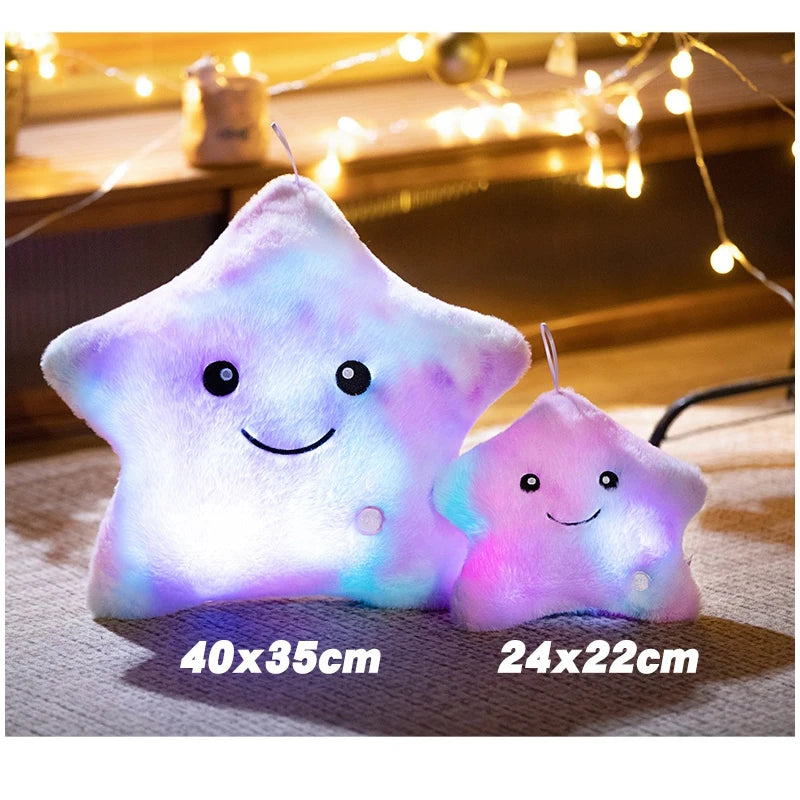 Cute Star LED Light Glow in Dark Stuffed Pillow Doll Luminous Pillow Toy with PP Cotton Filling Kids Toys for Children
