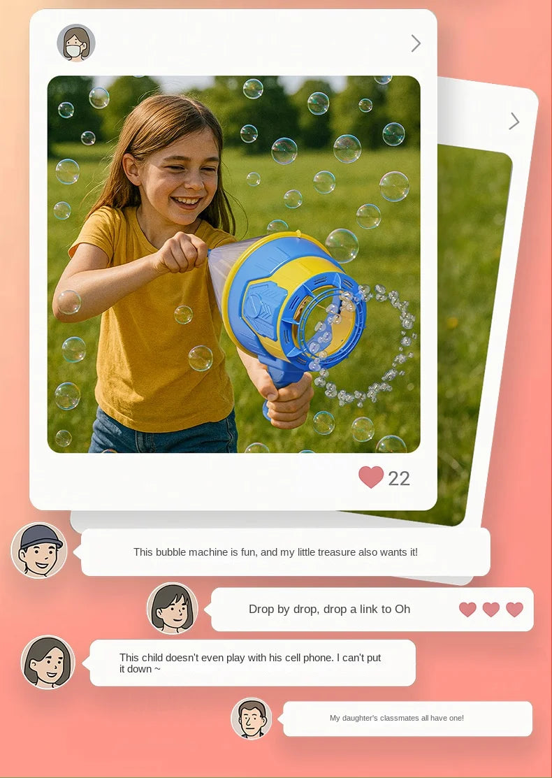 Air Gun Creative Handheld Air Bubble Machine Outdoor Bubble-Blowing Gun Toy for Boys Girls Children New Type Creative Children's