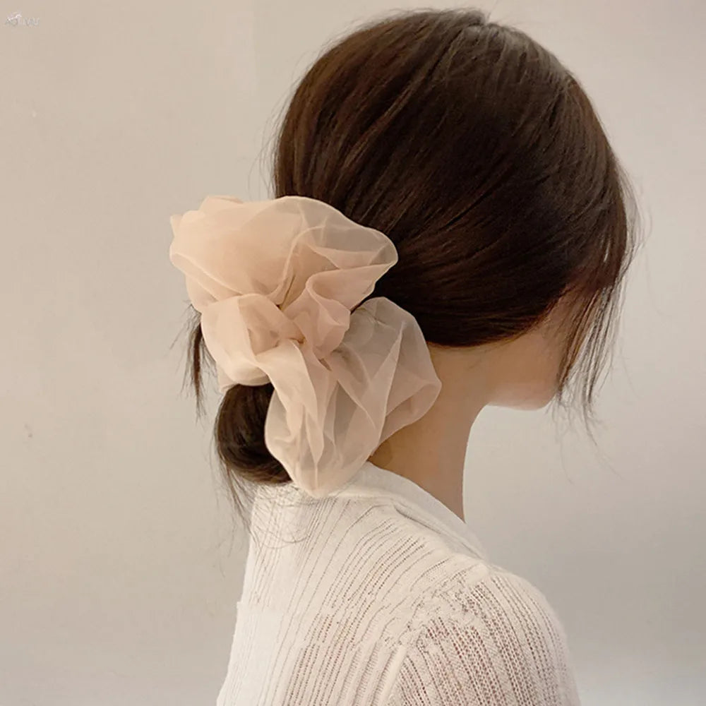 2020Korean Big Size Organza Hair Scrunchies For Women Elastic Hair Bands Girl Headwear Ponytail Holder Hair Tie Hair Accessories