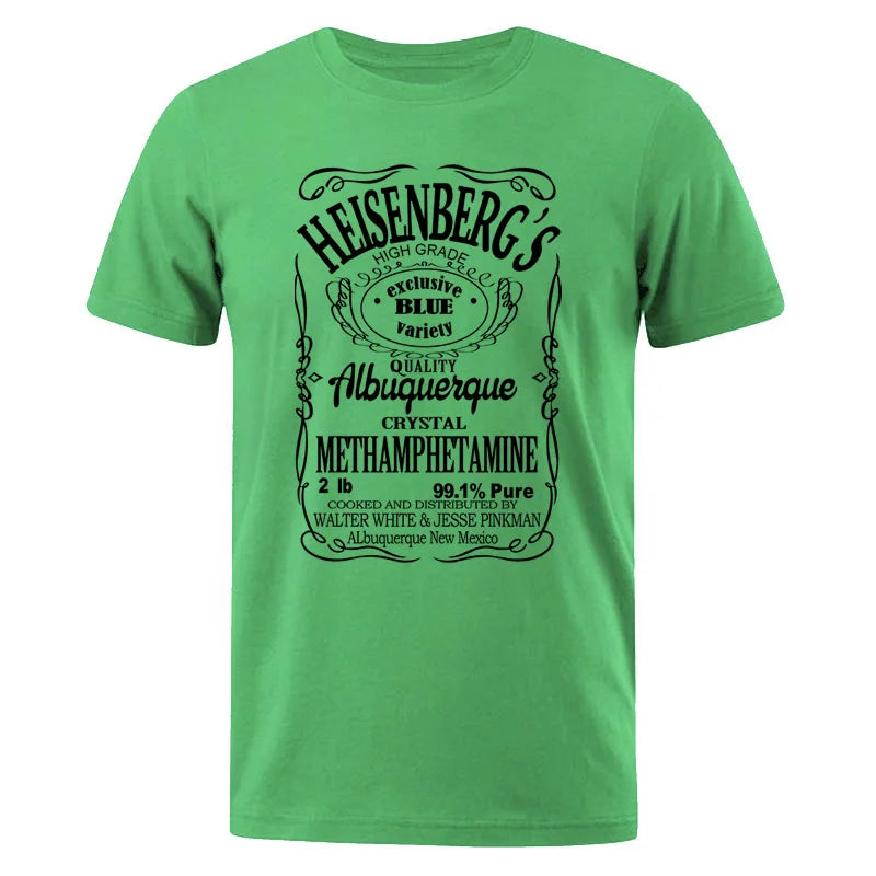 Male t-Shirts Oversized Cotton t Shirts Printed Heisenberg Letter Tshirt Hip Hop Blouse Men's Clothing o-Neck Breathable Tees