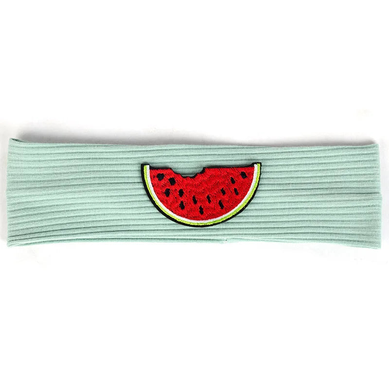 Geebro Child Watermelon Patch Elastic Solid Cotton Ribbed Sports Headbands Cute Baby Girls Boys Turbans Headwear Hair Accessorie