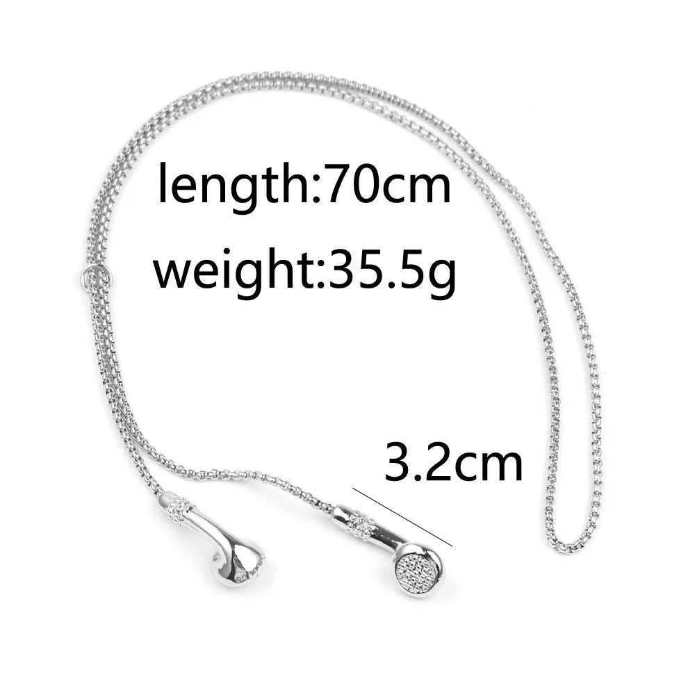 Fashion Hip Hop Charm Music Headset Earplugs Metal Man Clothes Accessories Necklace Jwelry For Men Women Pendant Wholesale