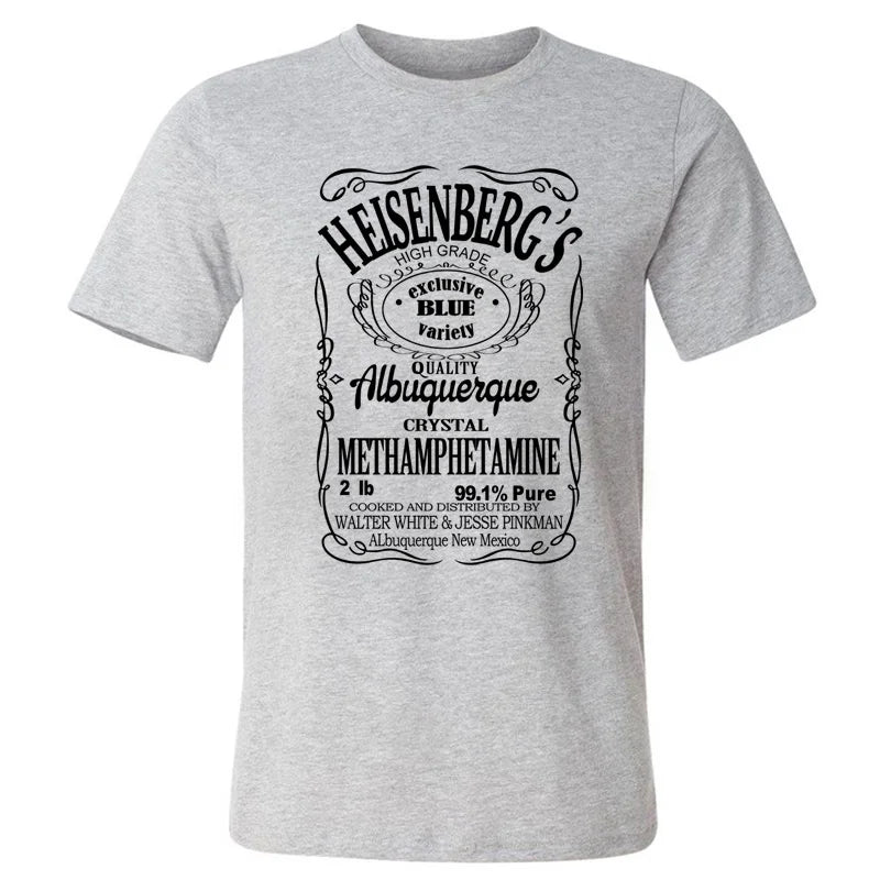 Male t-Shirts Oversized Cotton t Shirts Printed Heisenberg Letter Tshirt Hip Hop Blouse Men's Clothing o-Neck Breathable Tees