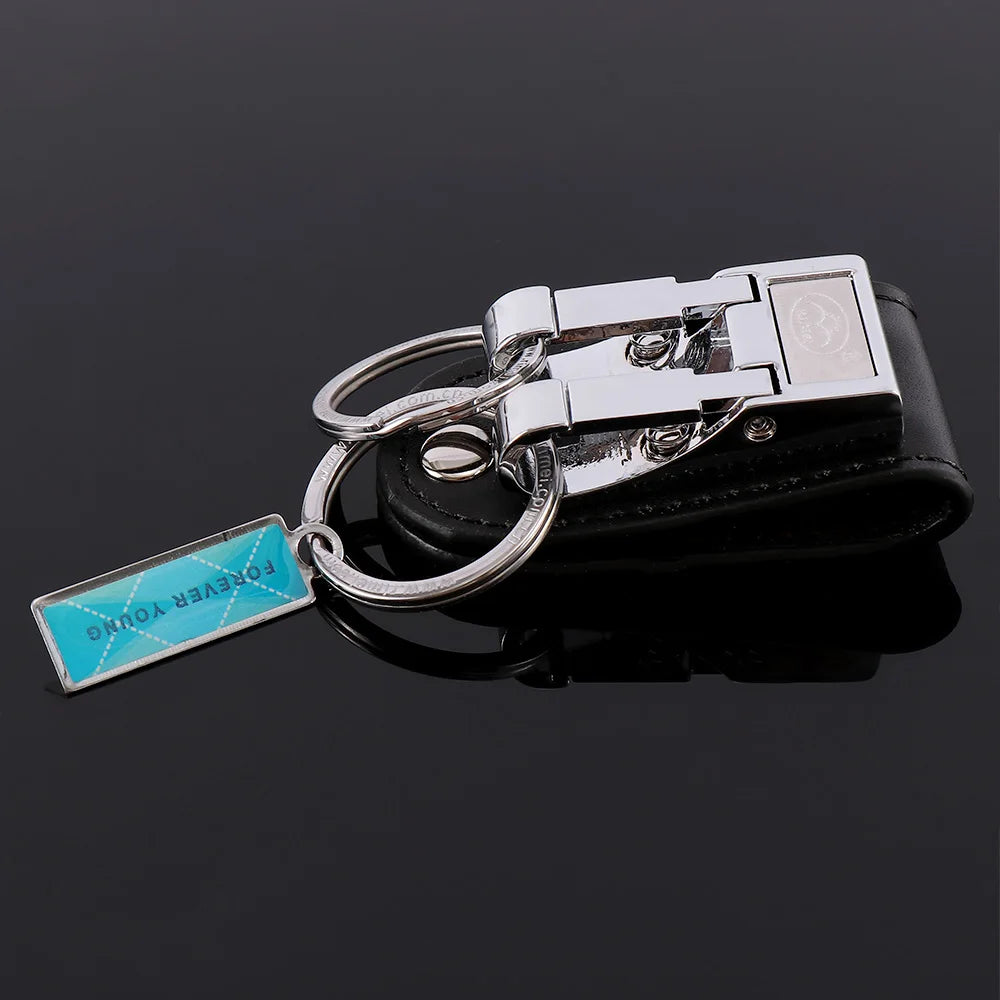 Fashion Men's Business Genuine Leather Belt Buckle Clip 2 Loops Key chain Key Ring Holder Men Apparel Accessories