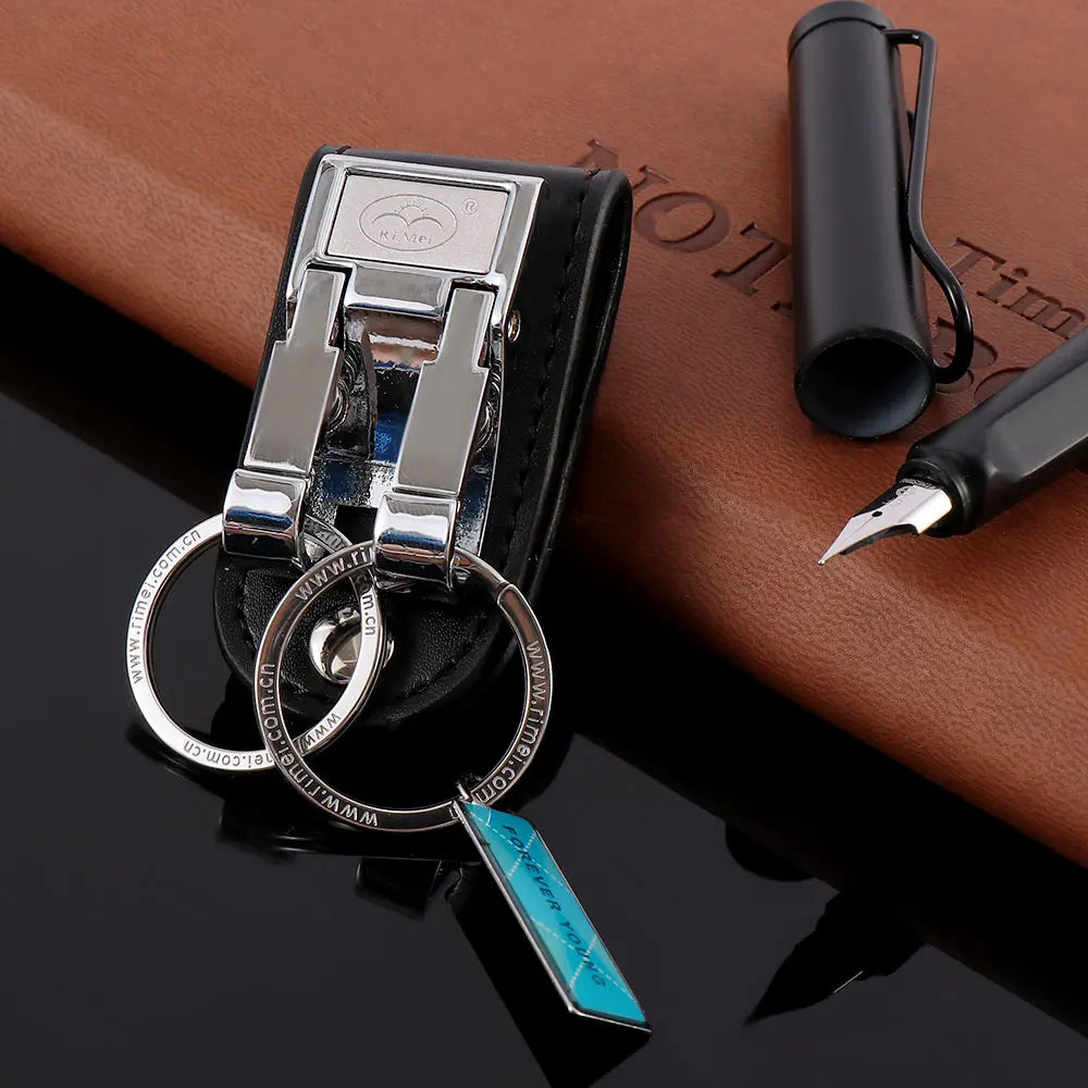 Fashion Men's Business Genuine Leather Belt Buckle Clip 2 Loops Key chain Key Ring Holder Men Apparel Accessories