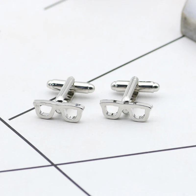 1Pair Creative Glasses Cufflinks for Men Fashion Eyeglass Frame Cufflinks Button Jewelry French Shirt Men's Suit Accessories
