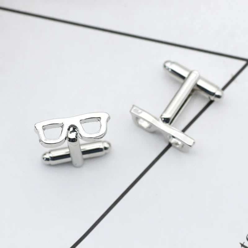 1Pair Creative Glasses Cufflinks for Men Fashion Eyeglass Frame Cufflinks Button Jewelry French Shirt Men's Suit Accessories