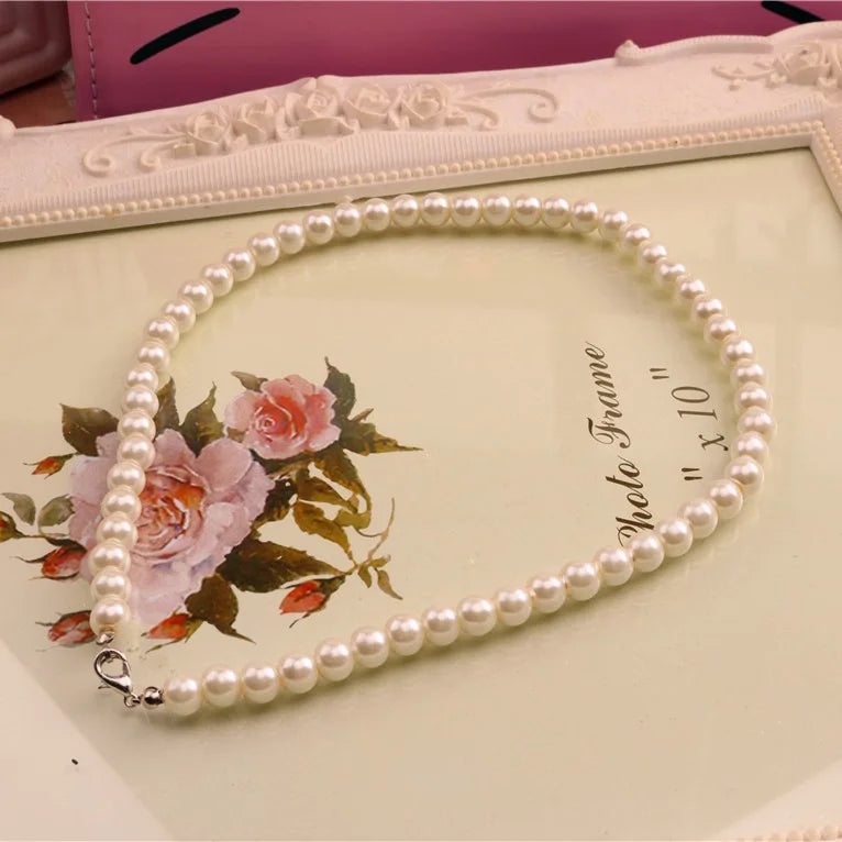 Hot Womens jewellery colliers big chain simulated pearl necklace bridal jewelry necklace female white wedding gifts  N1007