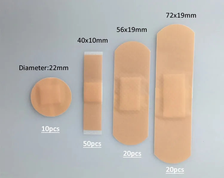 100Pcs/Pack Waterproof Band-Aids Bandages First Aid Medical Anti-Bacteria Wound Plaster Multi Size Home Travel Emergency Kits