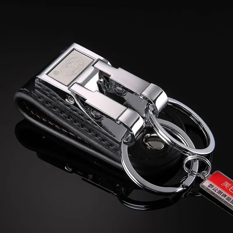 Fashion Men's Business Genuine Leather Belt Buckle Clip 2 Loops Key chain Key Ring Holder Men Apparel Accessories
