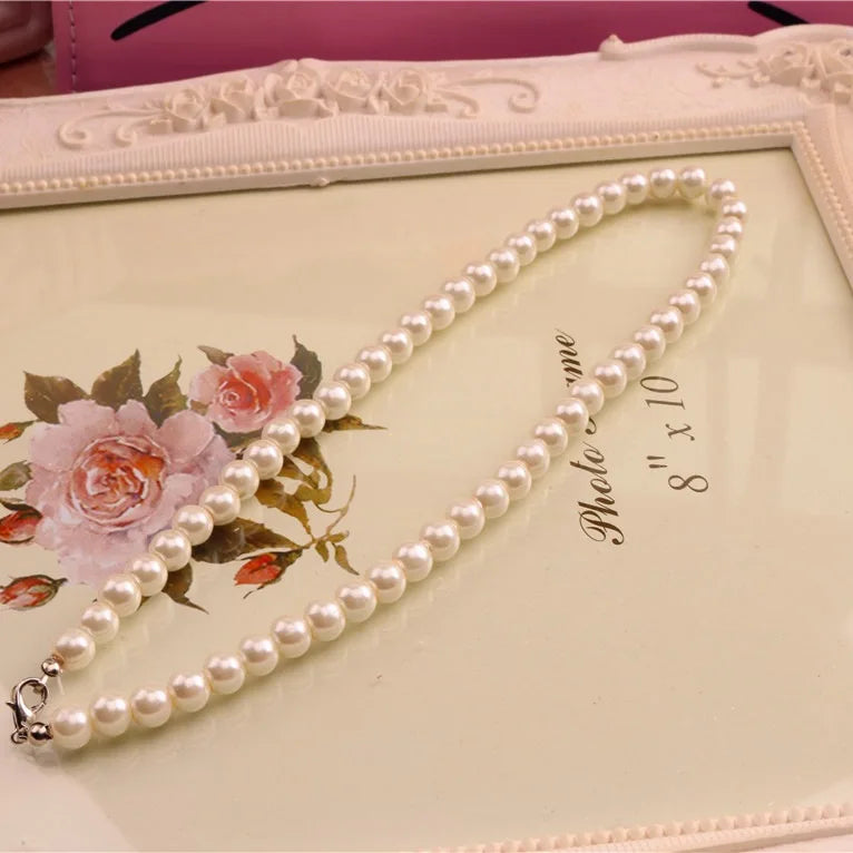 Hot Womens jewellery colliers big chain simulated pearl necklace bridal jewelry necklace female white wedding gifts  N1007