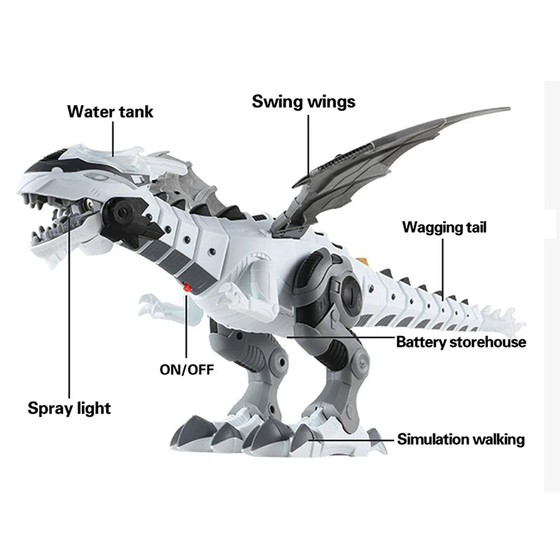Electronic Dinosaurs Mechanical Walking Spray Flame With Lights Sound Large Wing Cartoon Animal Model Robot Pterosaurs Kids Toys