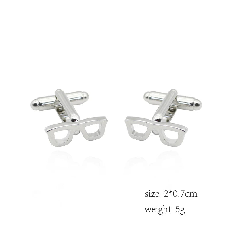 1Pair Creative Glasses Cufflinks for Men Fashion Eyeglass Frame Cufflinks Button Jewelry French Shirt Men's Suit Accessories