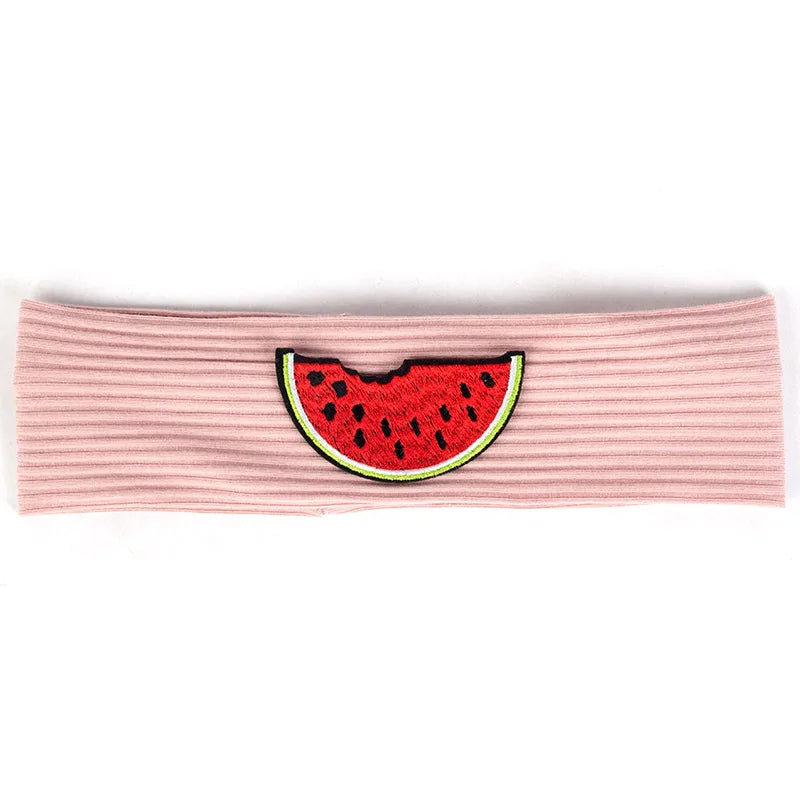 Geebro Child Watermelon Patch Elastic Solid Cotton Ribbed Sports Headbands Cute Baby Girls Boys Turbans Headwear Hair Accessorie