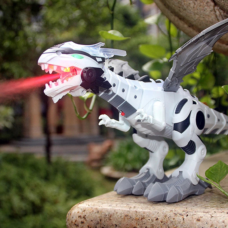 Electronic Dinosaurs Mechanical Walking Spray Flame With Lights Sound Large Wing Cartoon Animal Model Robot Pterosaurs Kids Toys