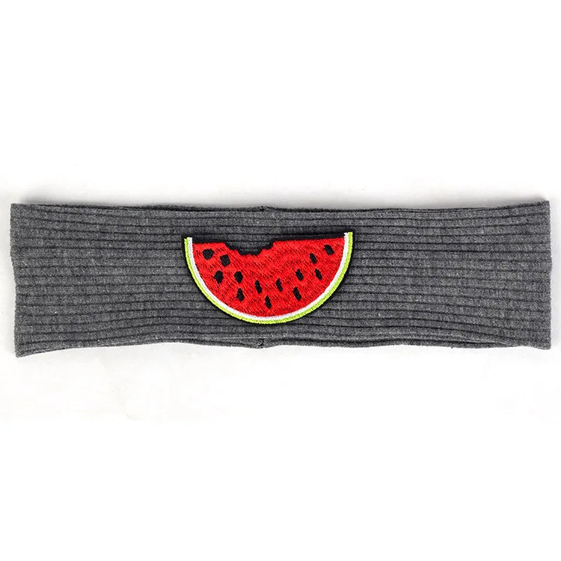 Geebro Child Watermelon Patch Elastic Solid Cotton Ribbed Sports Headbands Cute Baby Girls Boys Turbans Headwear Hair Accessorie