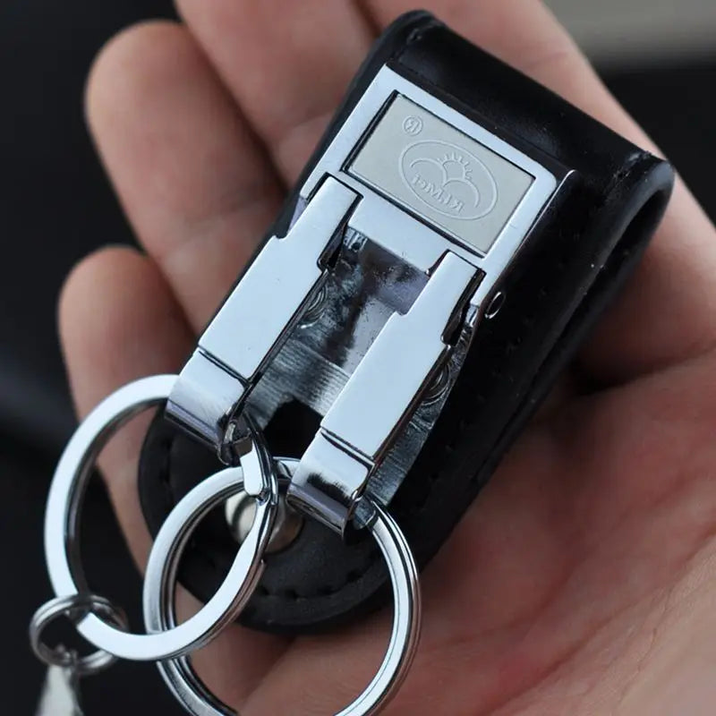 Fashion Men's Business Genuine Leather Belt Buckle Clip 2 Loops Key chain Key Ring Holder Men Apparel Accessories