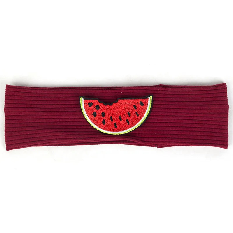 Geebro Child Watermelon Patch Elastic Solid Cotton Ribbed Sports Headbands Cute Baby Girls Boys Turbans Headwear Hair Accessorie