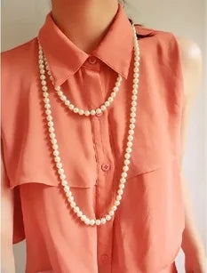 2025 New Fashion Women Jewelry Pearl Bead Necklace Long Sweater Chain Necklace For Women Dress Accessories Gift For Girl Mother