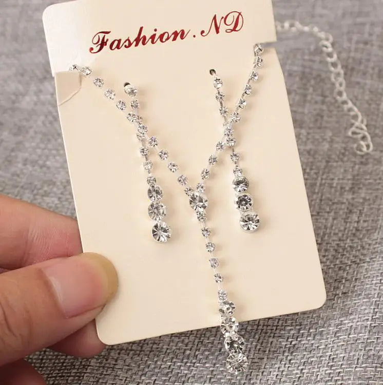 2 Set Of New Fashion Necklace Beautiful Bride Crystal Wedding Jewelry Necklace Women Gifts Cheap Marketing Necklace Women