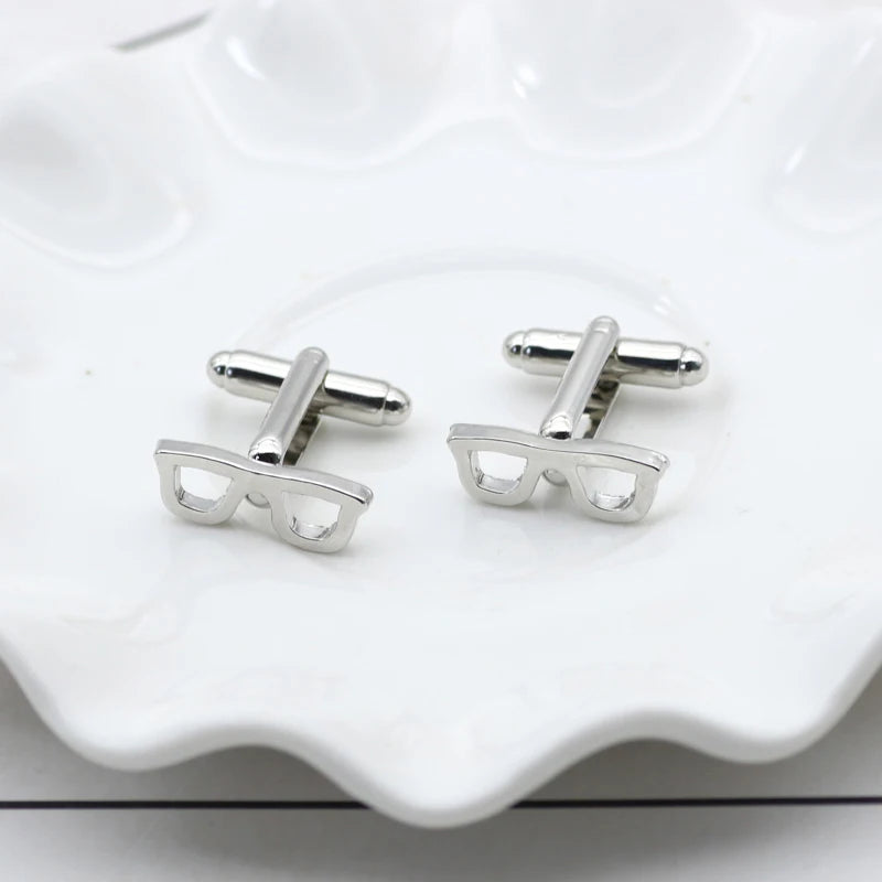 1Pair Creative Glasses Cufflinks for Men Fashion Eyeglass Frame Cufflinks Button Jewelry French Shirt Men's Suit Accessories
