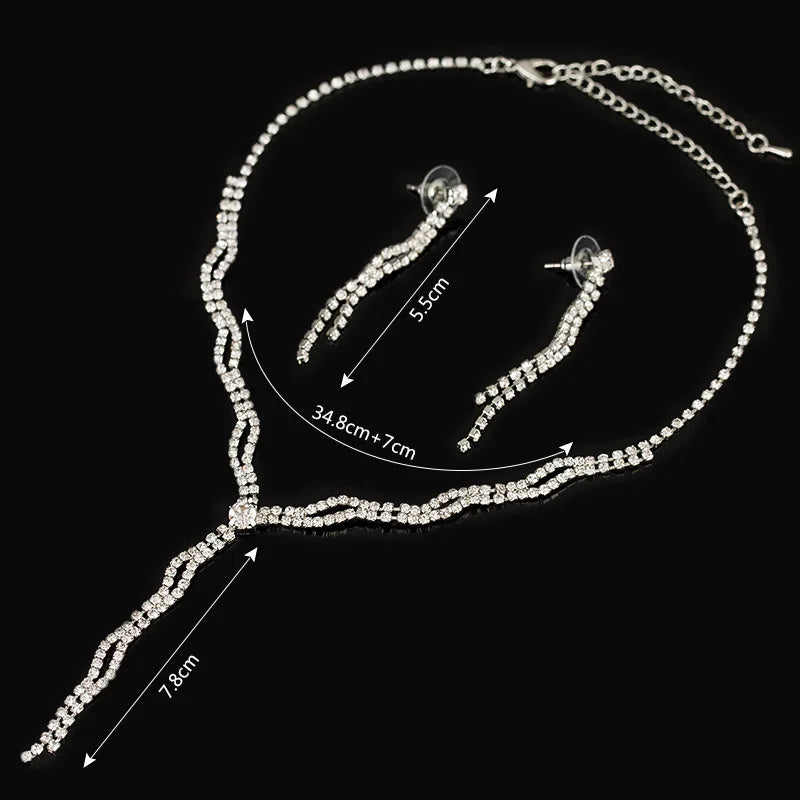 YFJEWE New Rhinestone crystal Jewelry Sets Necklace earrings set Elegant Shinning Jewelry Set for women Wedding Bride Party N172