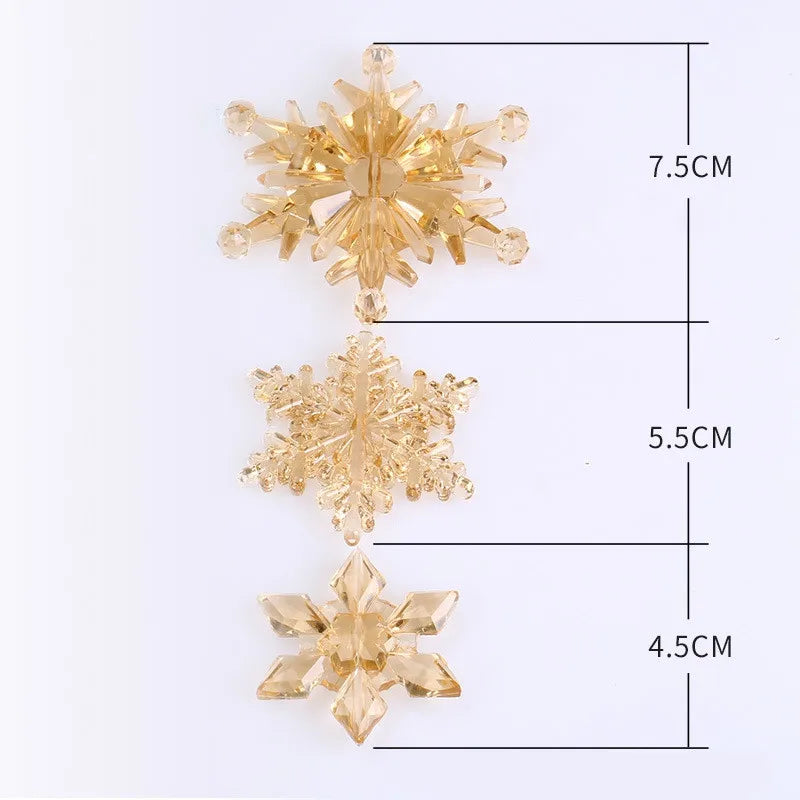 Christmas Decorations for Home, Snowflake Ornaments, Crystal Acrylic, DIY Bead, Curtain Decorative Craft, Party Decor, 10Pcs per