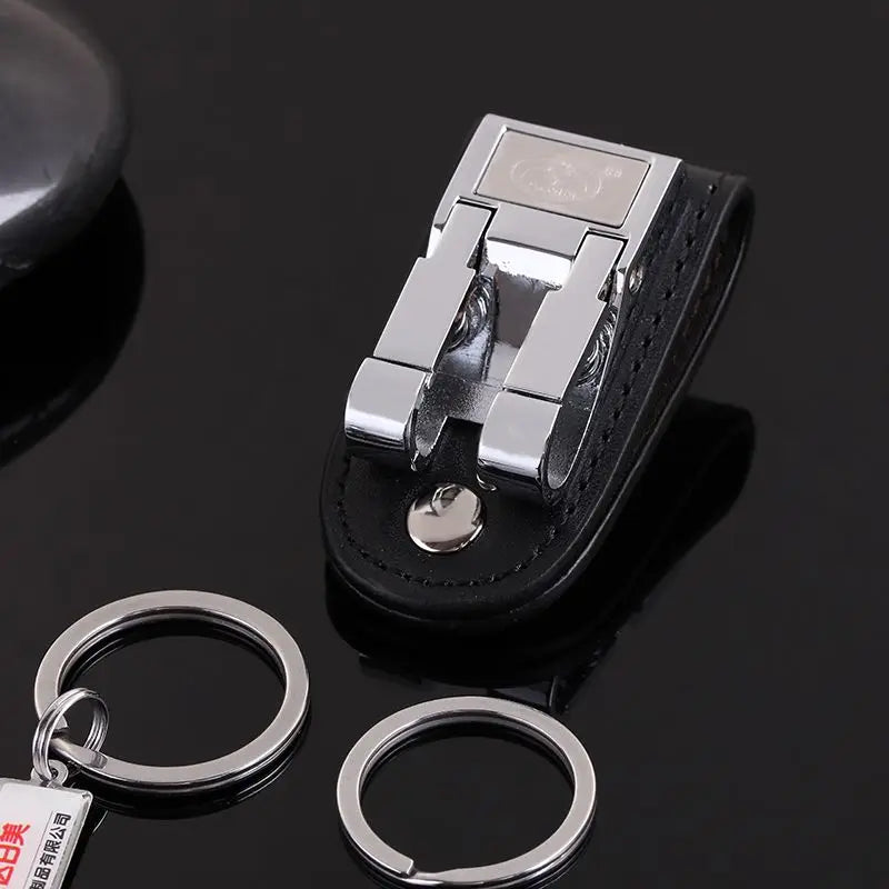 Fashion Men's Business Genuine Leather Belt Buckle Clip 2 Loops Key chain Key Ring Holder Men Apparel Accessories