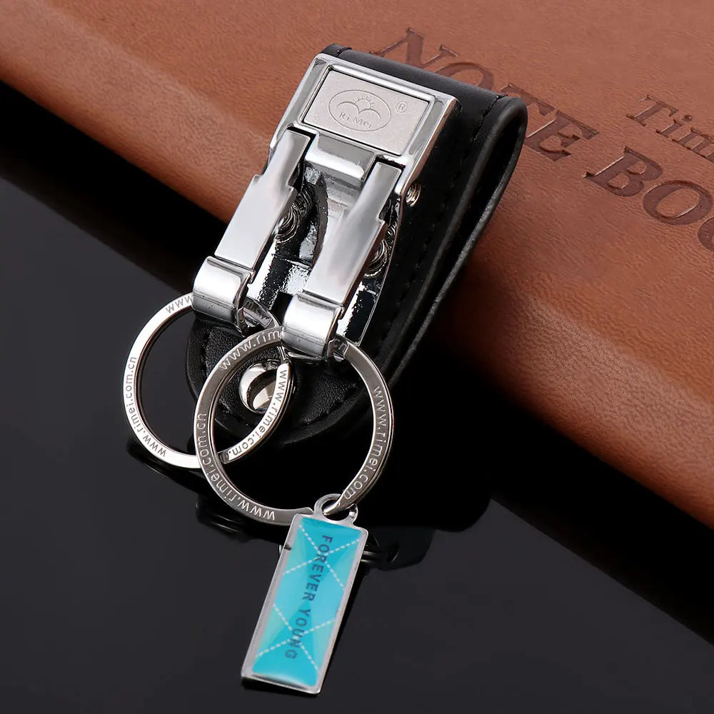 Fashion Men's Business Genuine Leather Belt Buckle Clip 2 Loops Key chain Key Ring Holder Men Apparel Accessories