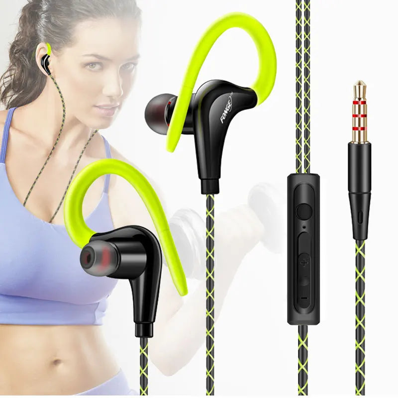3.5mm Ear hanging Sport earphone 1.25m ear hook Wired Headphone For iPhone smartphone In-Ear Waterproof Headsets With Microphone