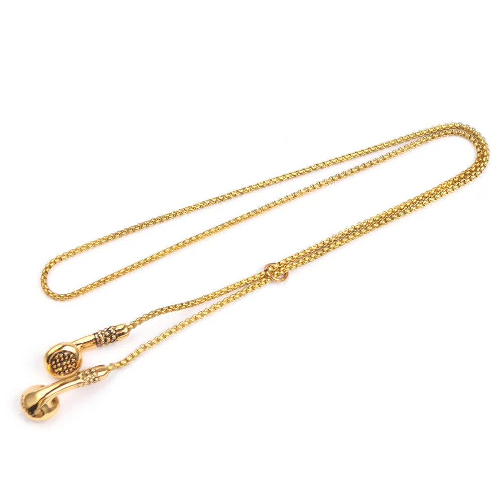 Fashion Hip Hop Charm Music Headset Earplugs Metal Man Clothes Accessories Necklace Jwelry For Men Women Pendant Wholesale