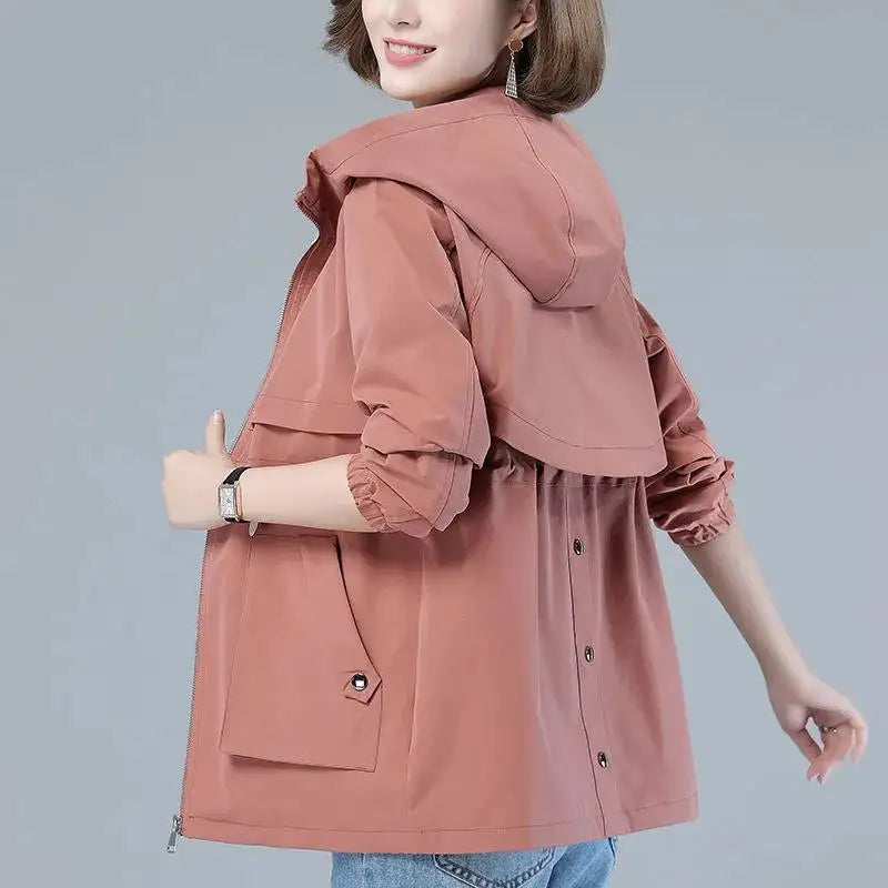 Women's Windbreaker Jackets New Autumn Jacket Famale Hooded Jacket Casual Basic Coat Loose Zipper Lightweight Outerwear Oversize