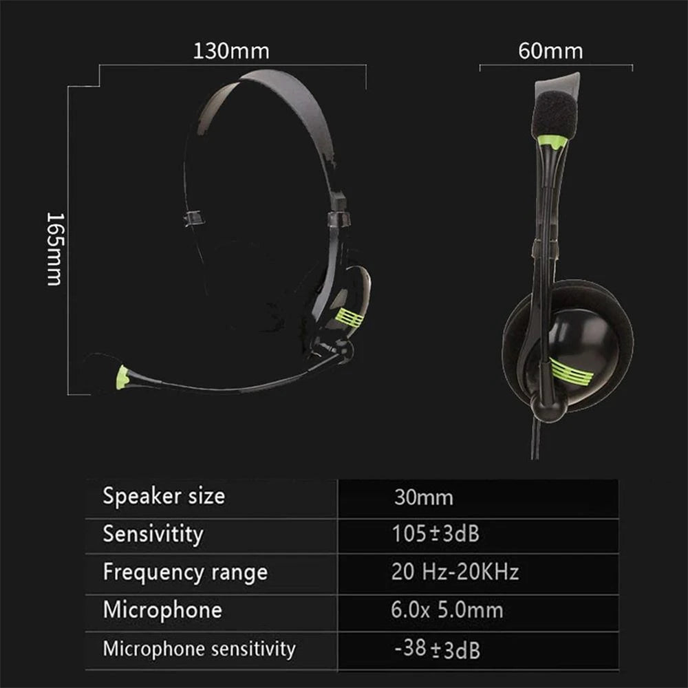 USB Interface Headset Gaming Laptop PC Earplugs Noise Reduction Stereo Wired Headset With Microphone