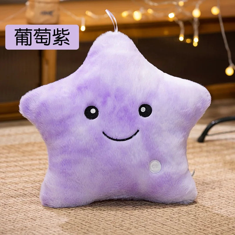 Cute Star LED Light Glow in Dark Stuffed Pillow Doll Luminous Pillow Toy with PP Cotton Filling Kids Toys for Children