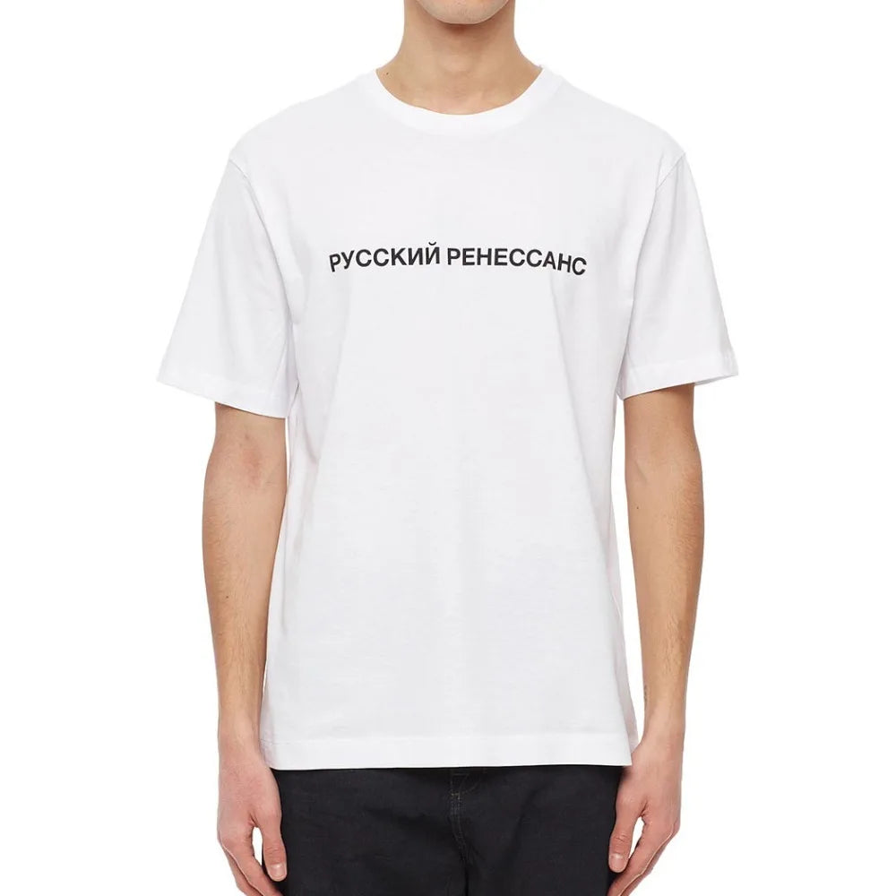 Mens T Shirts 100% Cotton Russian Renaissance Print Fashion Unisex Tshirt Tops Womens T-shirts Gosha Rubchinskiy White T Black T