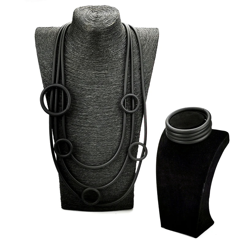 UKEBAY New Women Jewelry Set Ladies Fashion Rubber Necklace And Bracelets Handmade Necklaces Gothic High Street Jewellery Sets