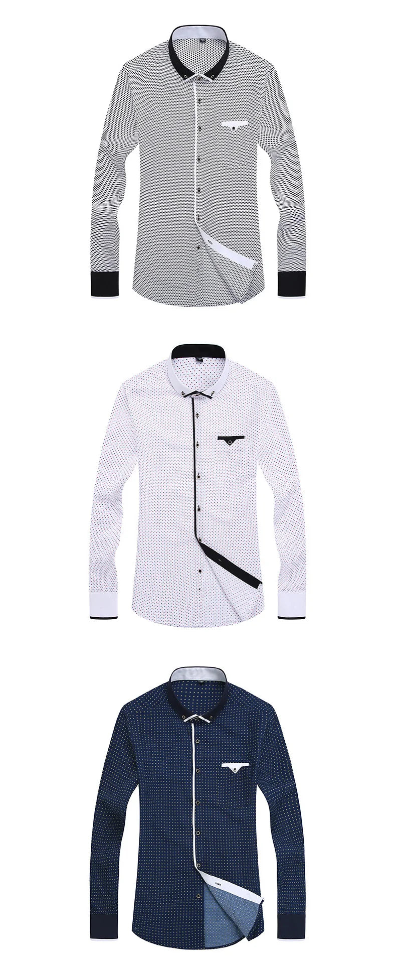 2025 Men Shirt Fashion Formal Shirts for Men Long Sleeved Printed Slim Fit Male Social Business Dress Shirt Drop Shipping MY199