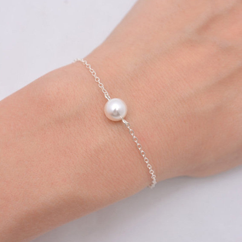Delysia King Women's Single Pearl Bridesmaid Bracelet Girl Gift Party Simplicity Trendy Jewellery