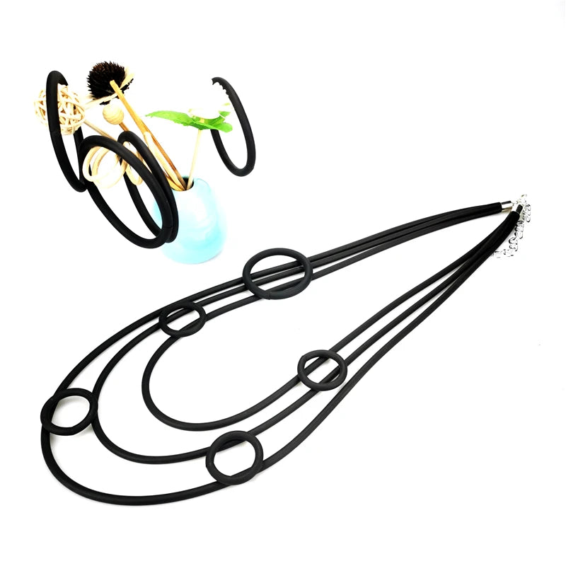 UKEBAY New Women Jewelry Set Ladies Fashion Rubber Necklace And Bracelets Handmade Necklaces Gothic High Street Jewellery Sets