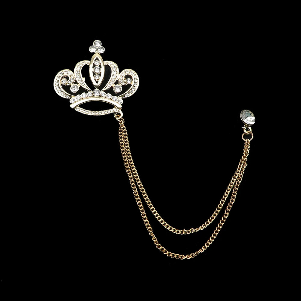 Man Brooch Cross Suit Tassel Chain Lapel Pin Suit Shirt Collar Brooch Badge Retro Pins Wedding Party Dance Neckwear Accessories