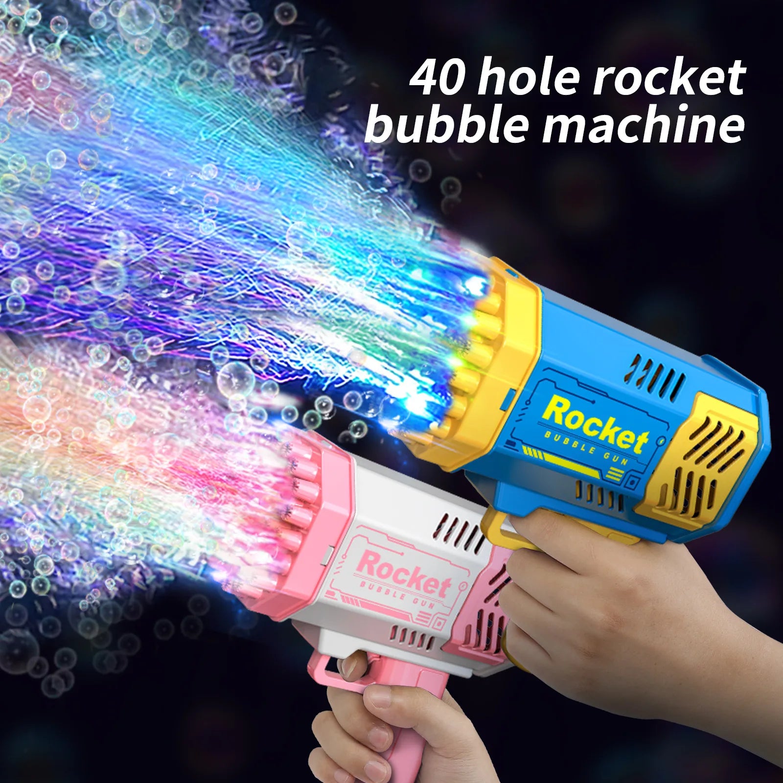 Unisex Summer Outdoor Electric 40 Holes Rocket Automatic Soap Bubble Gun Machine ABS Toy Educational for Kids Years Made Plastic