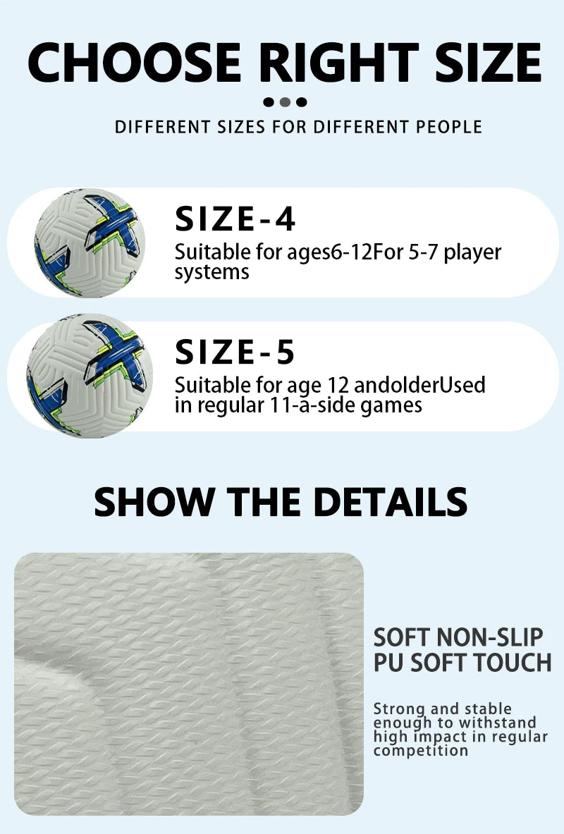 High-end PU Material Print Laminated Soccer Ball Thermal Bonding Football Accessories Training Official Match Football