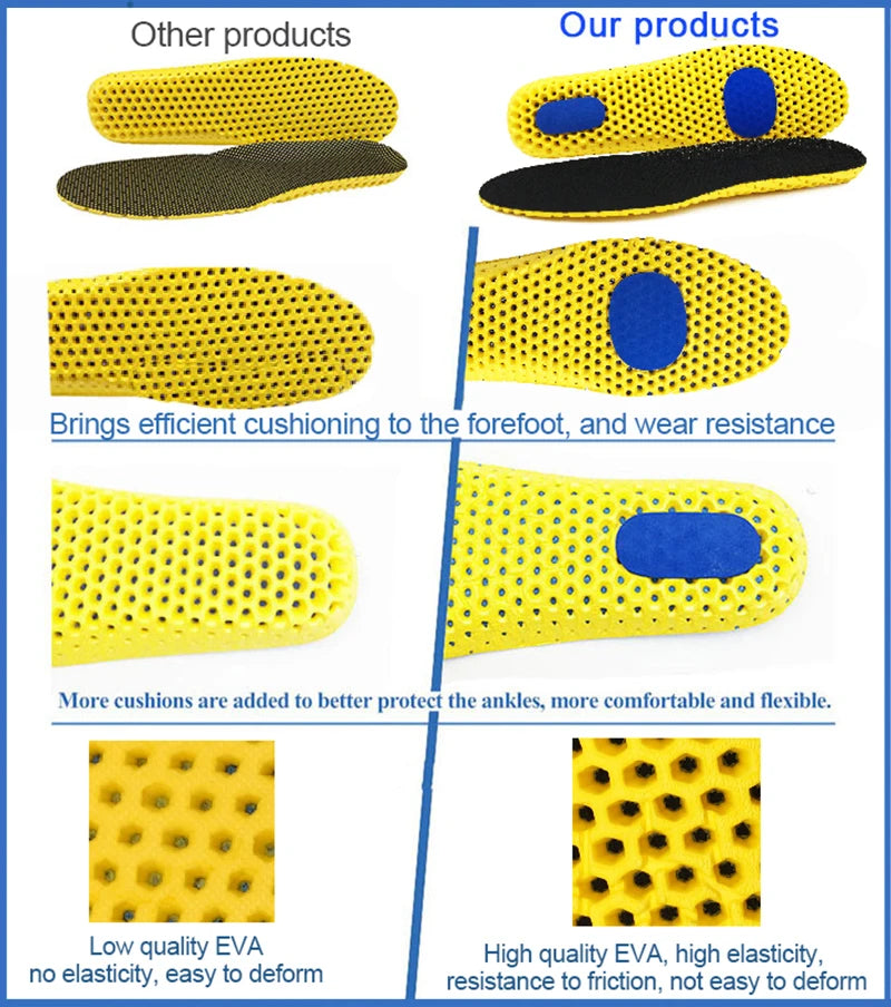 Memory Foam Insoles For Shoes Sole Mesh Deodorant Breathable Cushion Running Insoles For Feet Man Women Orthopedic Insoles