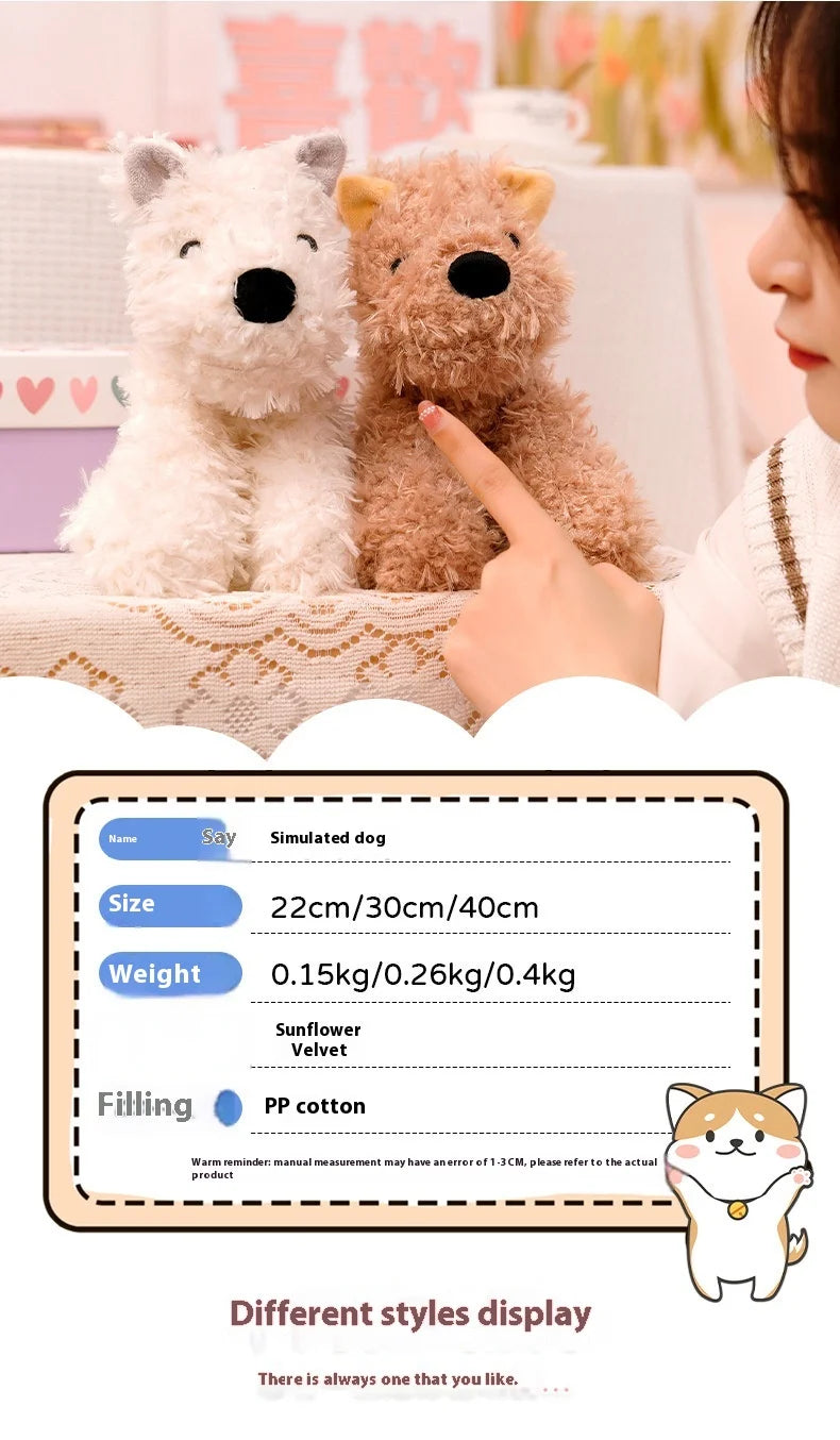 British West Highland Female Puppy Toy Original Scribbled Design Super Soft Plush Dog Doll Furry Scottish PP Stress Relief