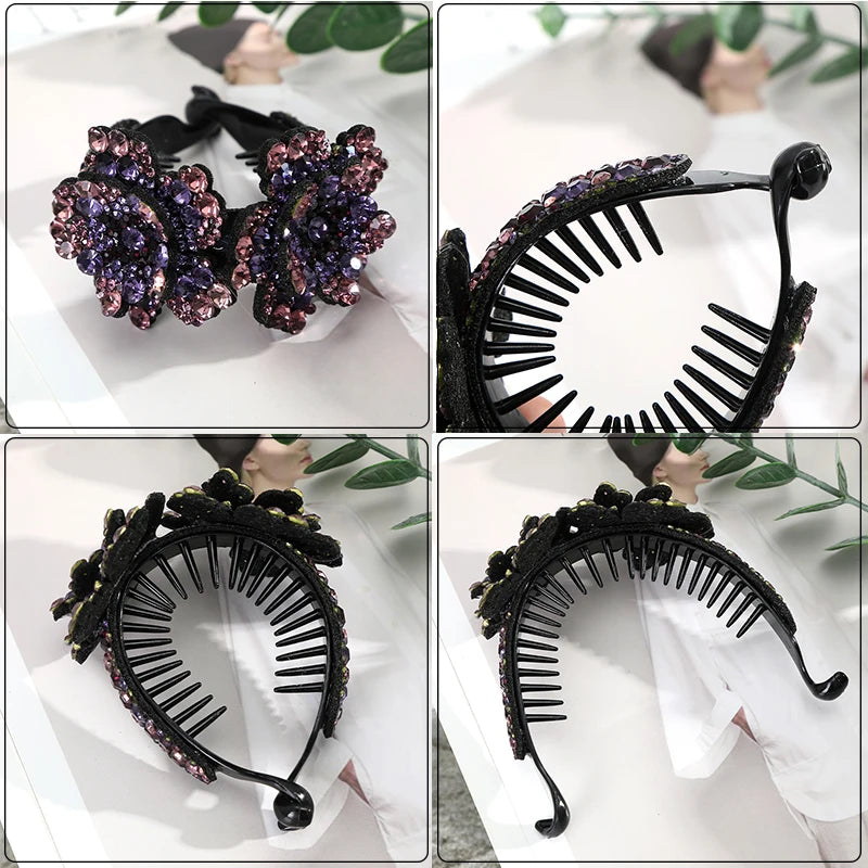 AWAYTR Women Flower Hair Clips Claw Rhinestone Ponytail Hair Accessories Hairpins Ladies Headbands Girls Ornaments Barrettes
