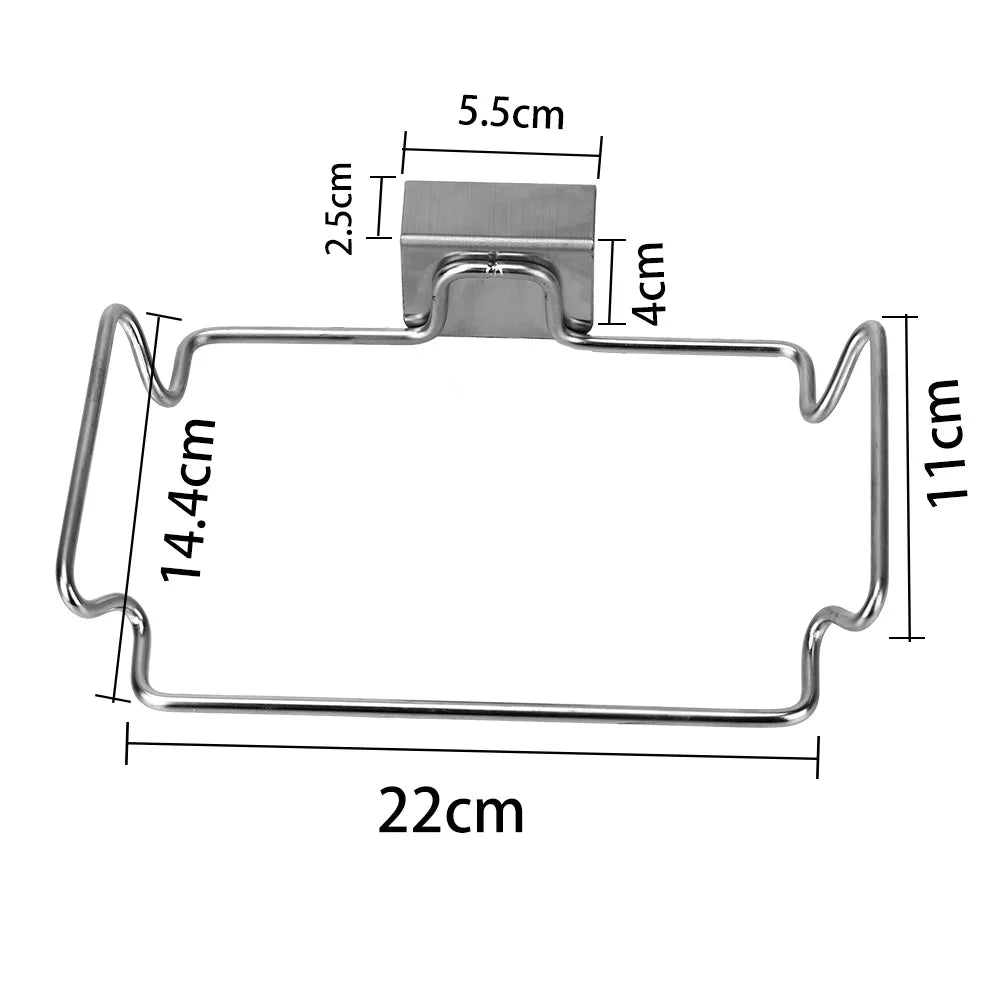 Kitchen Trash Rack Closet Stand Stainless Steel kitchen Accessories Cabinet Door Garbage Storage Holder Garbage Bags Holder