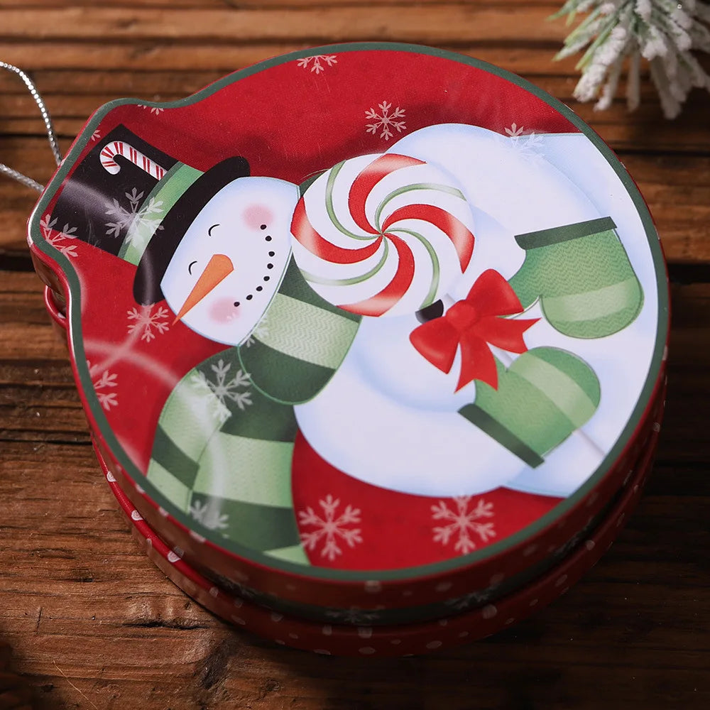 Christmas Candy Gift Packaging Iron/Tin Box Sweet Jar Christmas Tree Hanging Ornament Party Handmade Cookies Decoration
