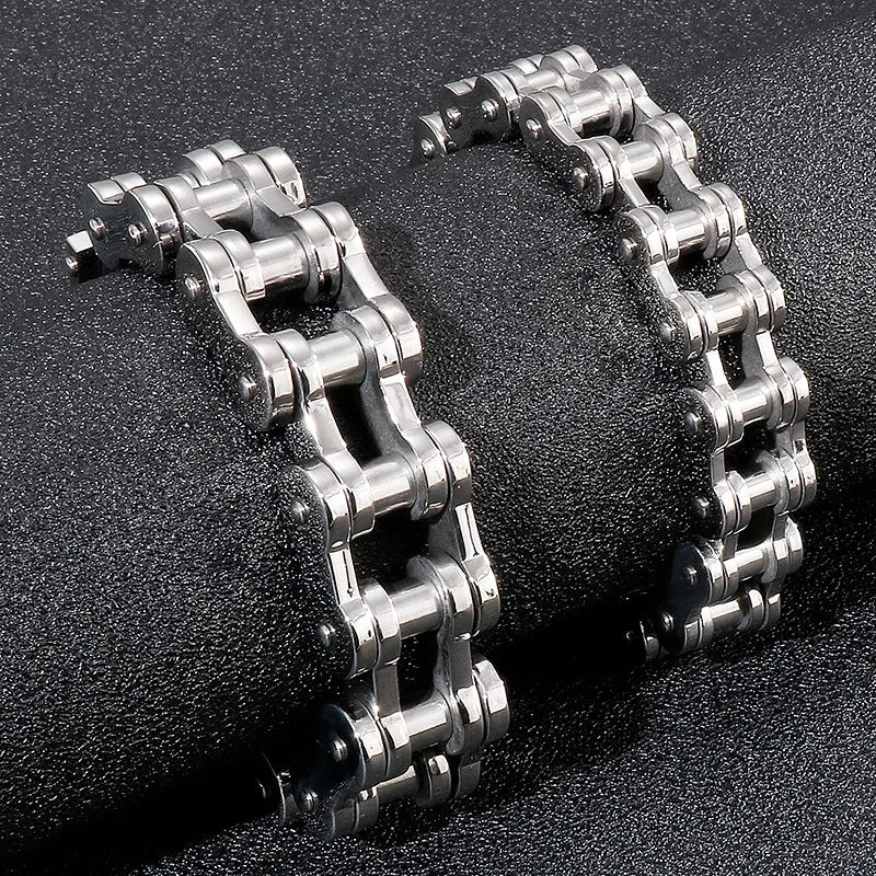 Trendy men's fashion accessories stainless steel bracelet Simple and versatile motorcycle bicycle chain men's jewelry