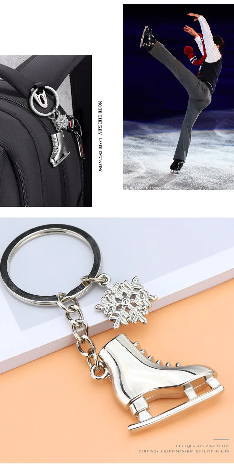Winter Skates keychain car skate buckle Key Chain ice skate shoes snowflake key chain winter games promotion commemorative gift